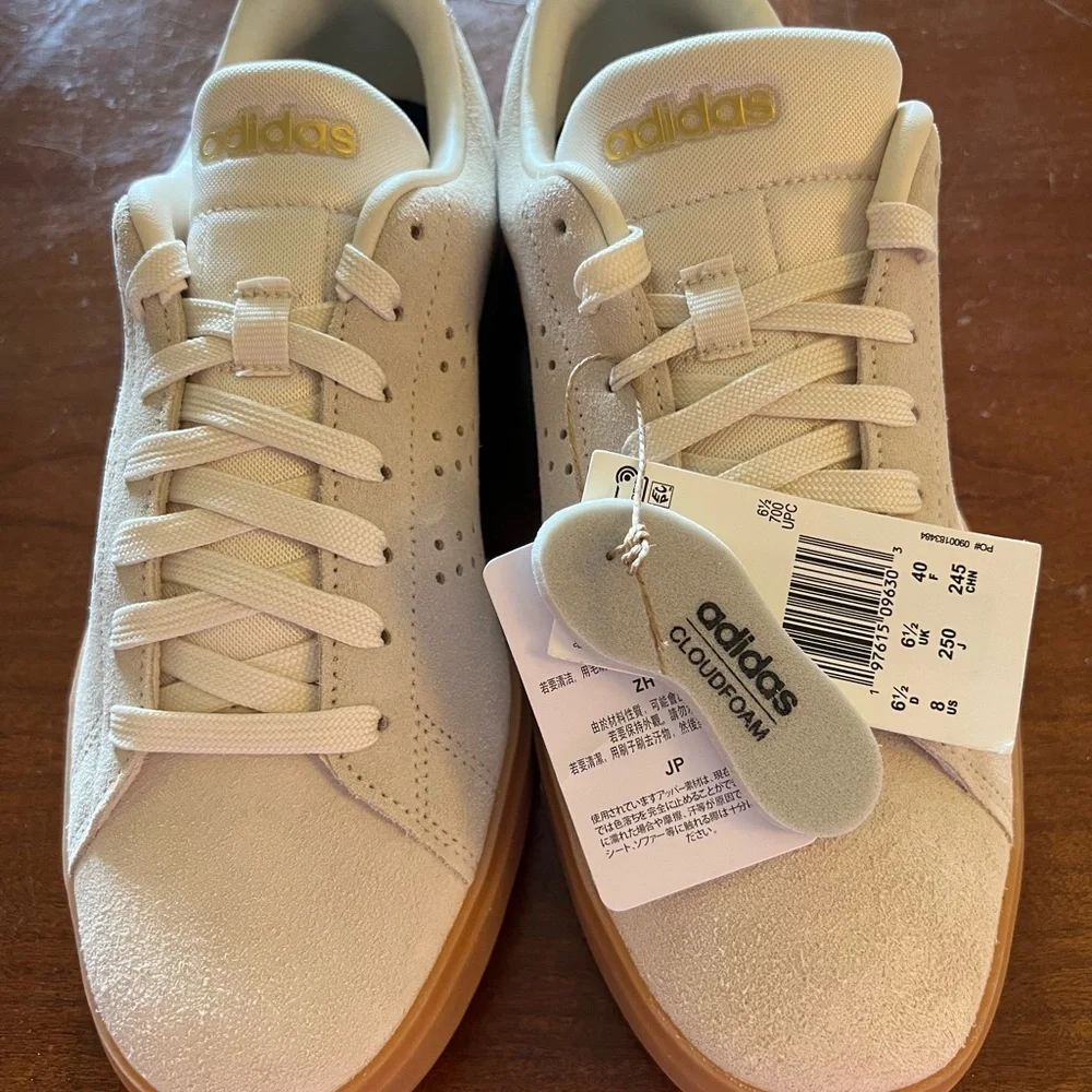 Adidas Advantage 2.0 Cream Color Sneakers w/ CloudFoam #JQ7396 Womans Size 8 - Picture 7 of 8